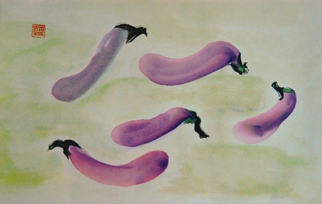 Toinette Lippe painting - Eggplant Dancing