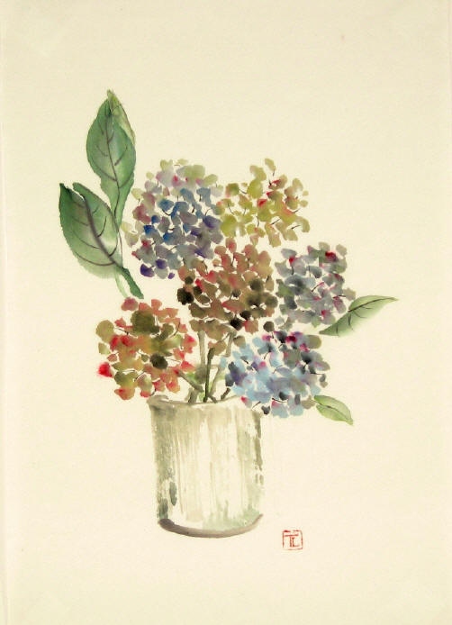 Toinette Lippe painting -  Winter Hydrangeas